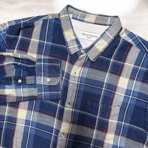 Officine Générale Paris 6e Blue Plaid Long Sleeve Flannel Button Down Shirt XL
